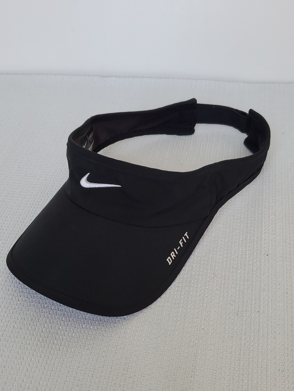 Nike Featherlight Dri-Fit Black Visor with White Swoosh